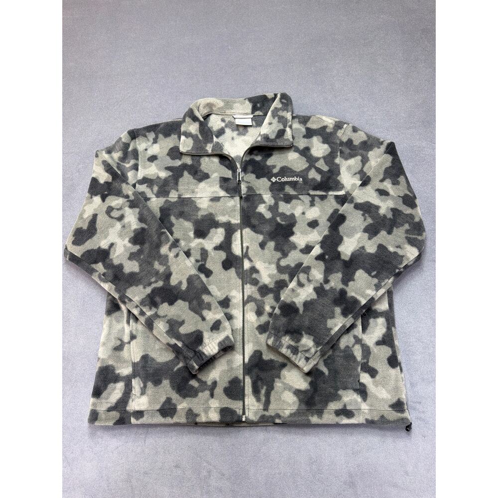 COLUMBIA Men's  Black/Gray Camo Steens Mountain Printed Fleece Jacket Size XL